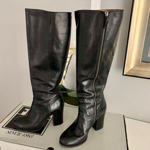 Frye tall Parker black leather boots